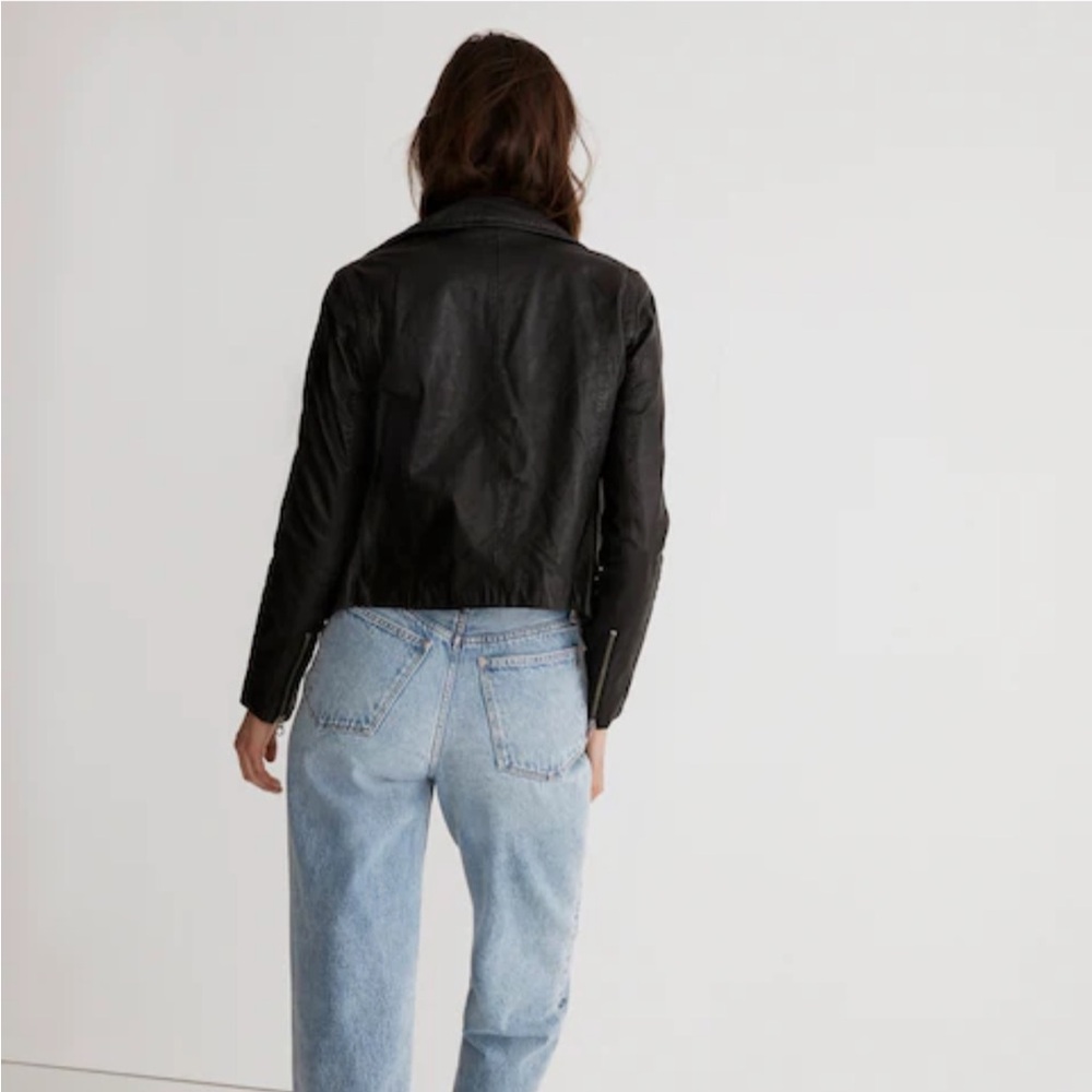 Madewell washed leather motorcycle jacket - Picture 3 of 10